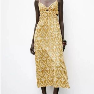 NWT Zara Embroidered Floral Eyelet Cut Out Midi Dress